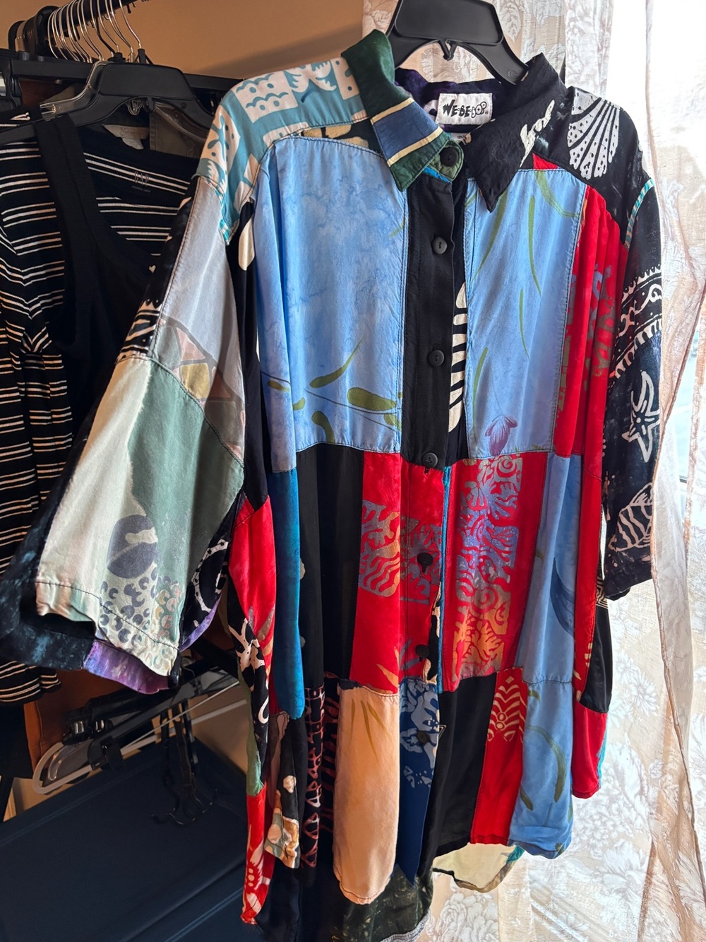 EUC We Be Bop Patchwork Button Down Shirt | Vintage 80s or 90s | Women’s Plus 2X